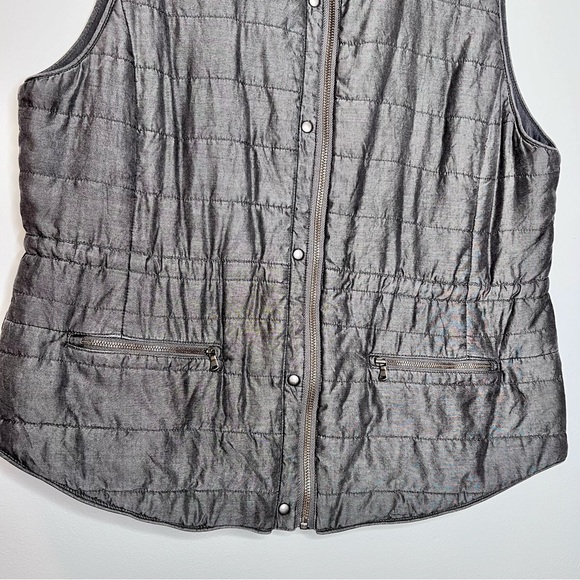 NIC+ZOE Womens Lyocell Metallic Silver Vest Lightweight Gray Cinched Waist Large - Picture 6 of 16